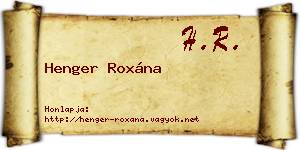 Henger Roxána névjegykártya